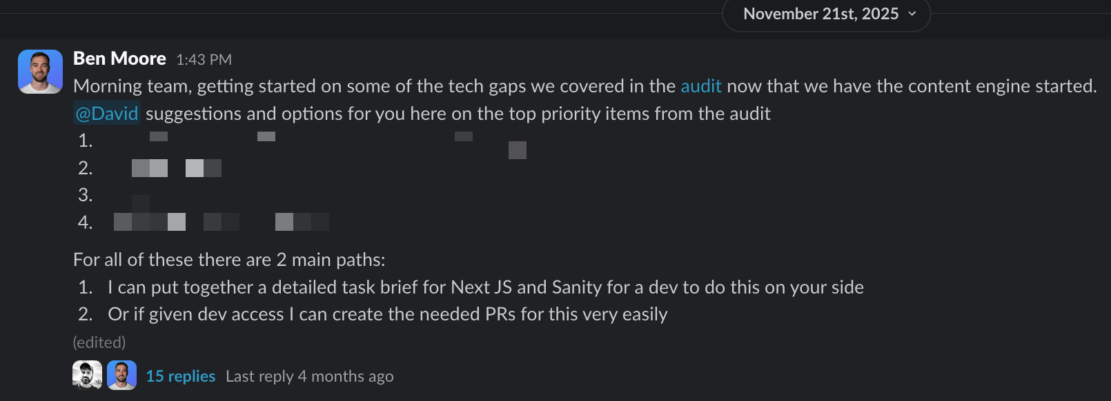 In-house engineer working on the technical SEO audit for incident.io